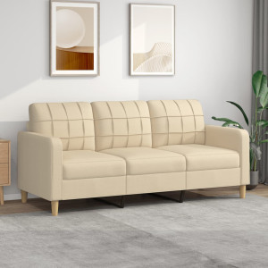 Sofá de 3 plazas de tela crema 180 cm D