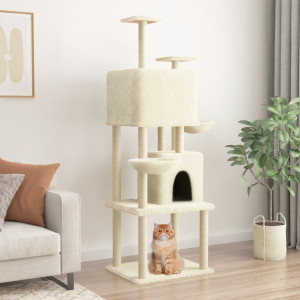 Raspador para gatos com postes de sisal creme 180 cm D