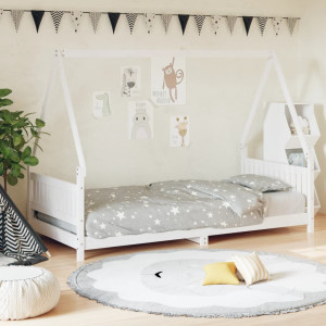 Estructura de cama para niños madera de pino blanco 90x190 cm D