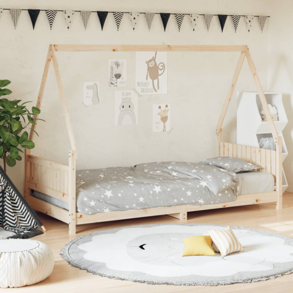 Estructura de cama infantil madera maciza de pino 90x190 cm D