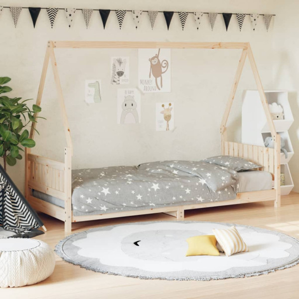 Estructura de cama para niños madera maciza de pino 80x200 cm D