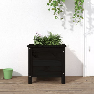 Jardinera madera maciza de pino negro 40x40x39 cm D