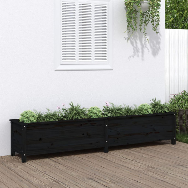 Arraial elevado de jardim madeira de pinho preto 199.5x40x39 cm D