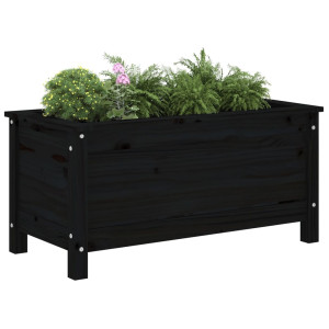 Jardinera madera maciza de pino negro 82.5x40x39 cm D