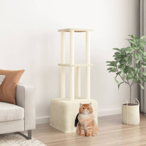 Raspador para gatos com postes de sisal creme 133,5 cm D