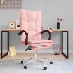 Silla de oficina reclinable cuero sintético rosa D