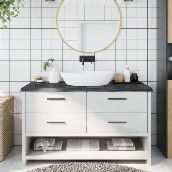 Encimera de baño madera maciza tratada gris oscuro 140x60x4 cm D