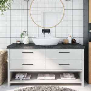 Encimera de baño madera maciza tratada gris oscuro 160x50x6 cm D