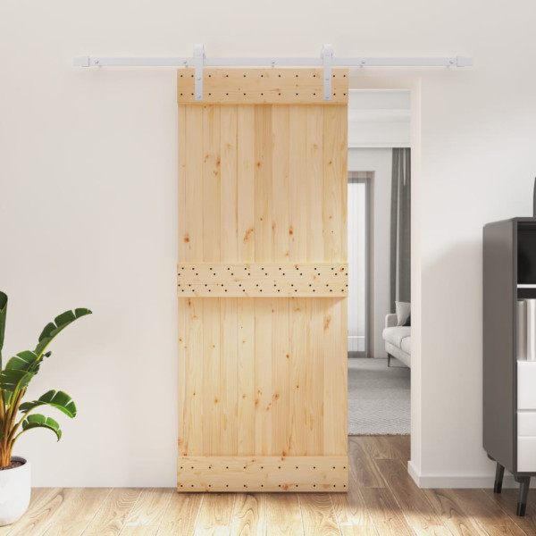 Puerta corredera con herrajes madera maciza de pino 85x210 cm D