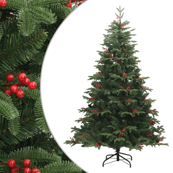 Árvore de Natal artificial com pinhões e bagas 210 cm D