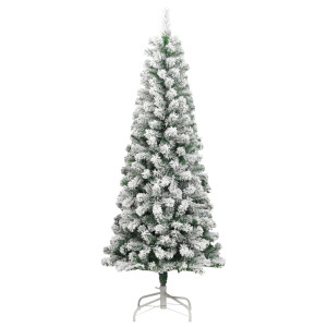 Árbol de Navidad artificial con bisagras y nieve flocada 180 cm D