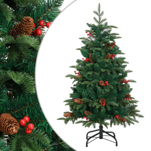 Árbol de Navidad artificial con piñas y bayas 120 cm D