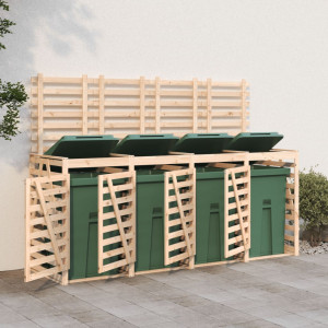 Cobertura quadrupla para cubos de lixo madeira maciça de pinho D