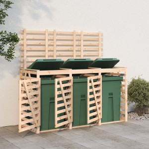 Cobertizo triple para cubos de basura madera maciza de pino D