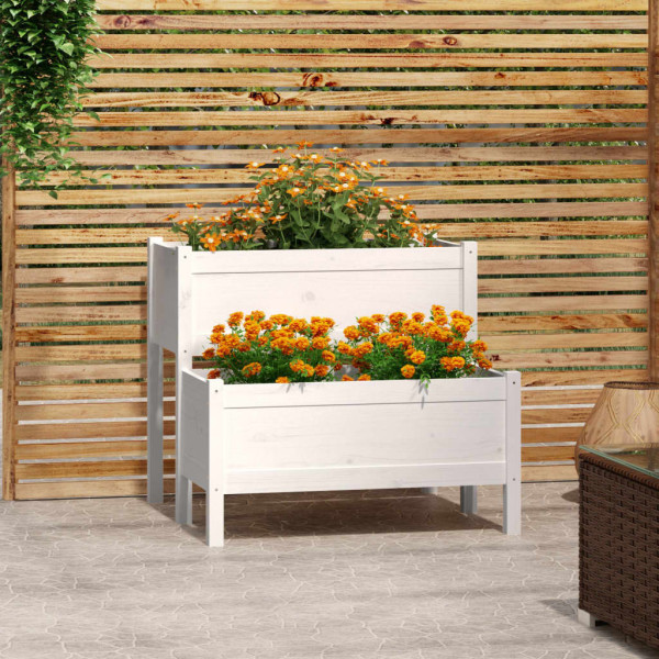 Jardineira madeira maciça de pinho branco 84.5x84x75 cm D