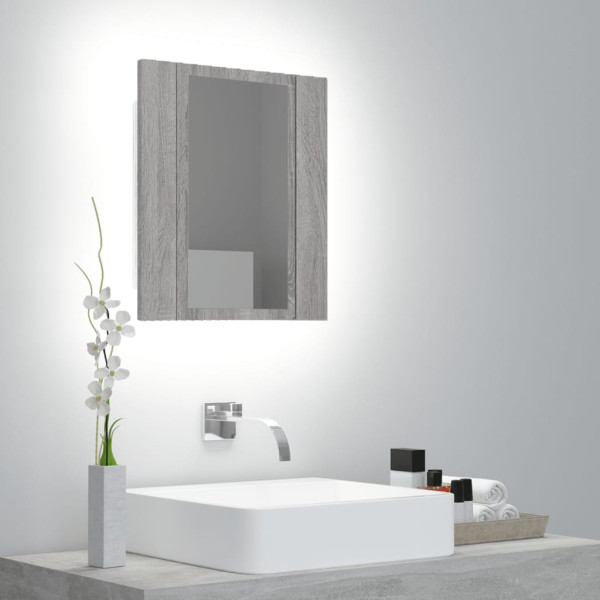 Móvel de banheiro com espelho LED madeira cinza Sonoma 40x12x45 cm D