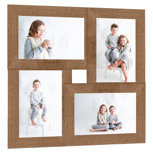 Quadro de fotos collage para foto 4x(10x15 cm) marrom claro MDF D