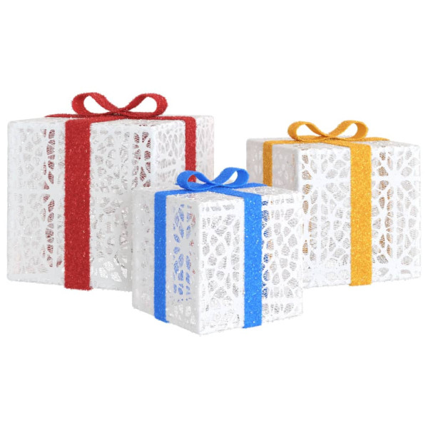 Cajas de regalo Navidad iluminadas 3 uds 64 LEDs blanco cálido D