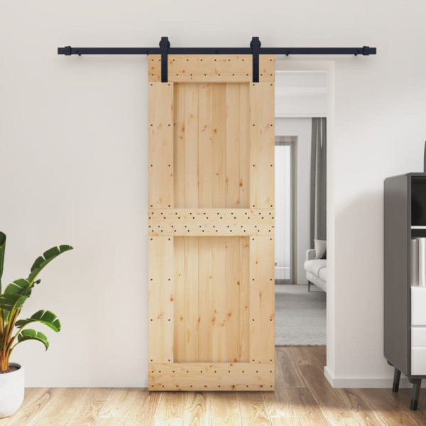 Puerta corredera con herrajes madera maciza de pino 80x210 cm D