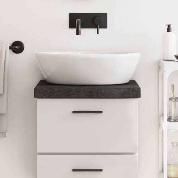 Encimera de baño madera maciza tratada gris oscuro 40x30x6 cm D