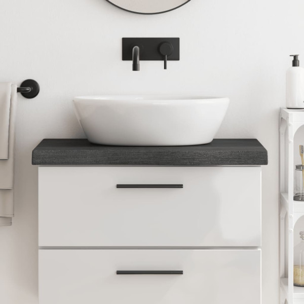 Encimera de baño madera maciza tratada gris oscuro 80x30x6 cm D