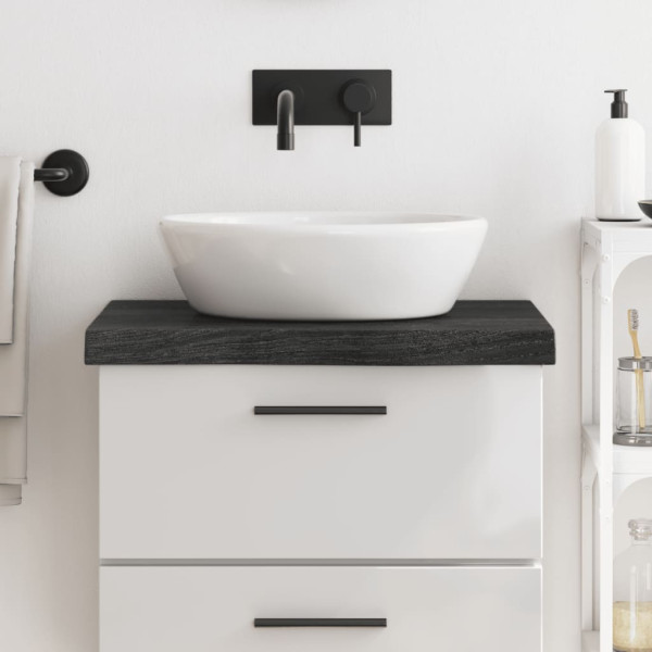 Encimera de baño madera maciza tratada gris oscuro 60x50x6 cm D