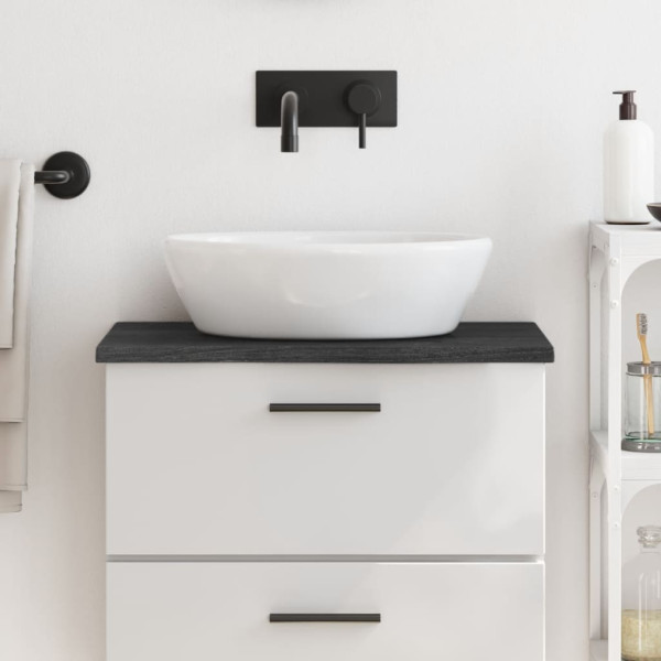 Encimera de baño madera maciza tratada gris oscuro 60x40x2 cm D