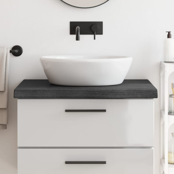 Encimera de baño madera maciza tratada gris oscuro 80x60x6 cm D