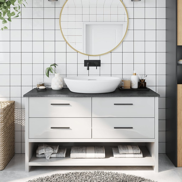 Encimera de baño madera maciza tratada gris oscuro 100x30x2 cm D