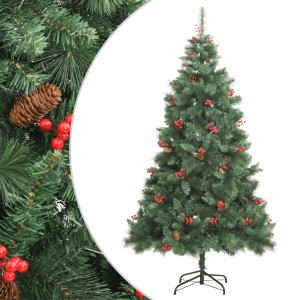 Árbol de Navidad artificial con piñas y bayas 210 cm D