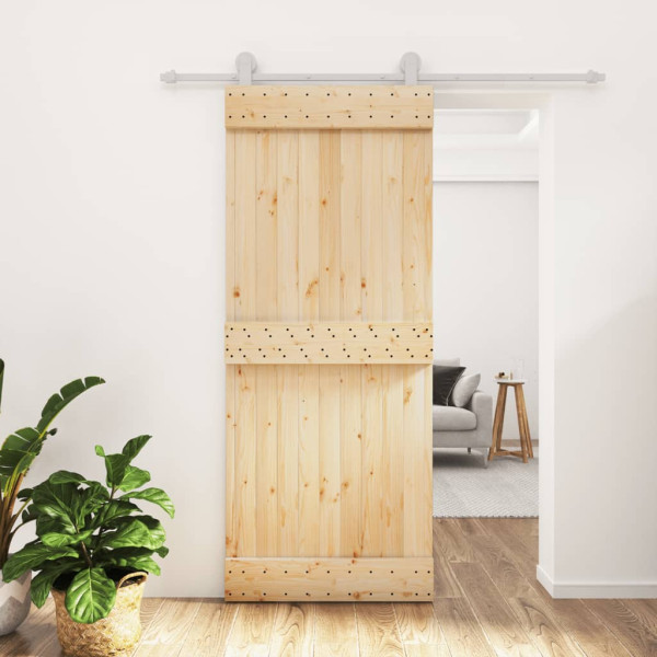 Puerta corredera con herrajes madera maciza de pino 85x210 cm D