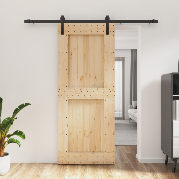 Puerta corredera con herrajes madera maciza de pino 85x210 cm D