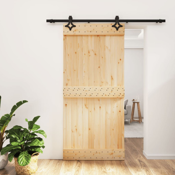 Puerta corredera con herrajes madera maciza de pino 95x210 cm D