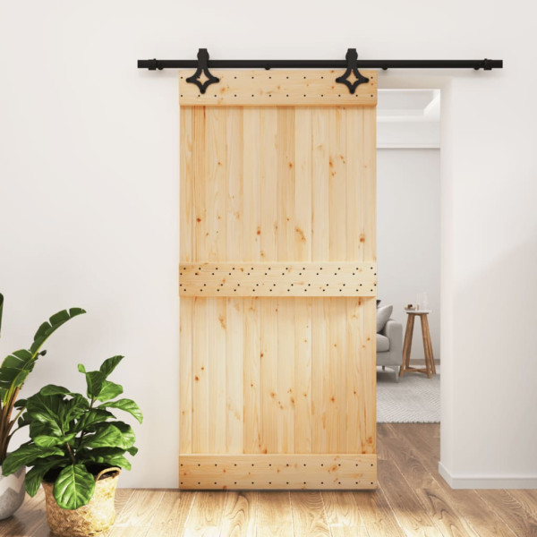 Puerta corredera con herrajes madera maciza de pino 100x210 cm D