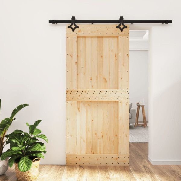 Puerta corredera con herrajes madera maciza de pino 95x210 cm D