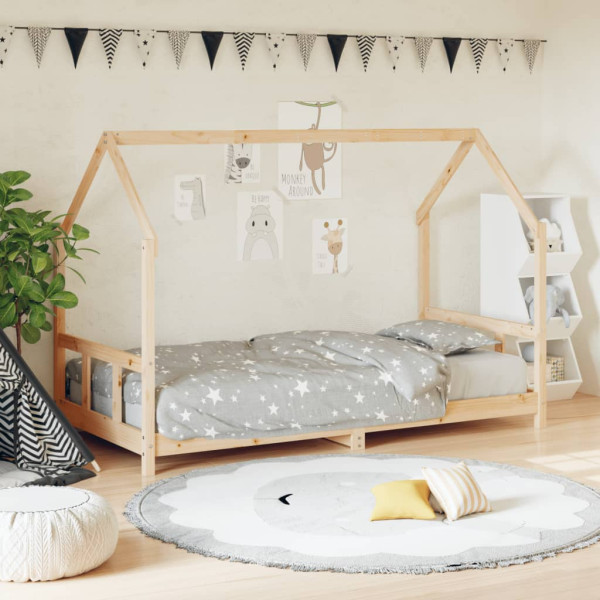 Estructura de cama para niños madera maciza de pino 90x200 cm D