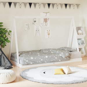 Estructura de cama para niños madera de pino blanco 90x190 cm D