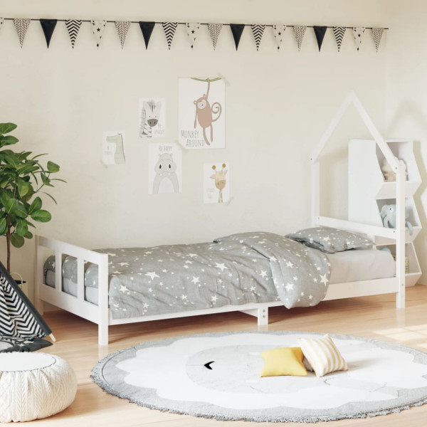 Estructura de cama para niños madera de pino blanco 90x200 cm D