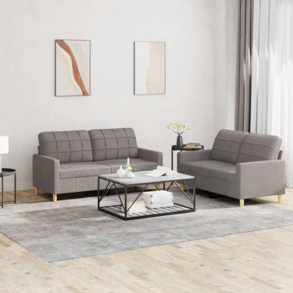 Conjunto de sofá com almofadas 2 peças tecido cinza taupe D