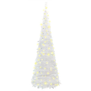 Árbol de Navidad artificial desplegable 100 LED blanco 150 cm D