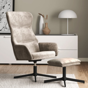 Sillón de relax con reposapiés terciopelo gris claro D