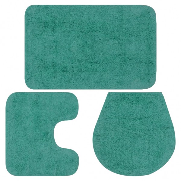 Conjunto de tapetes de banho de tecido 3 peças turquesa D