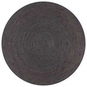 Almofada de jute, tecida à mão, cinza escuro, 90 cm D
