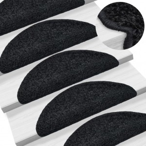 Alfombras de peldaños de escalera 15 uds negro 65x21x4 cm D