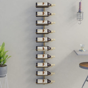 Botelheiro de parede para 10 garrafas de metal dourado D
