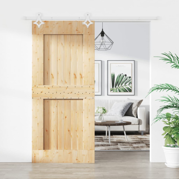 Puerta corredera con herrajes madera maciza de pino 90x210 cm D