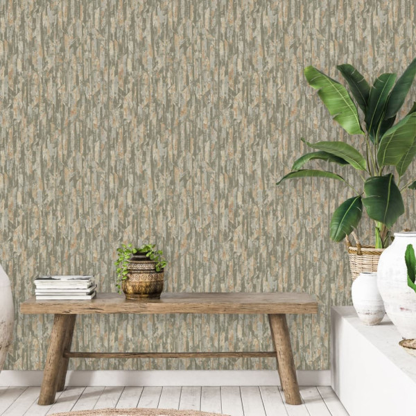 DUTCH WALLCOVERINGS Papel de parede Phoenix verde e bege D