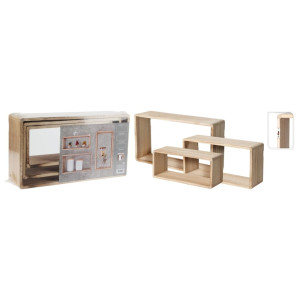 H&S Collection Jogo de estantes 3 peças madeira natural D