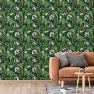 DUTCH WALLCOVERINGS Papel de parede Eden preto e verde escuro D