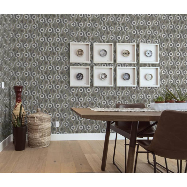 DUTCH WALLCOVERINGS Papel galáctico prateado e castanho D